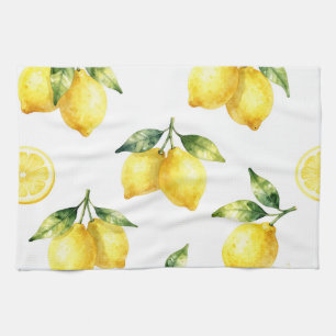 Linge De Cuisine Motif de citron à l'aquarelle