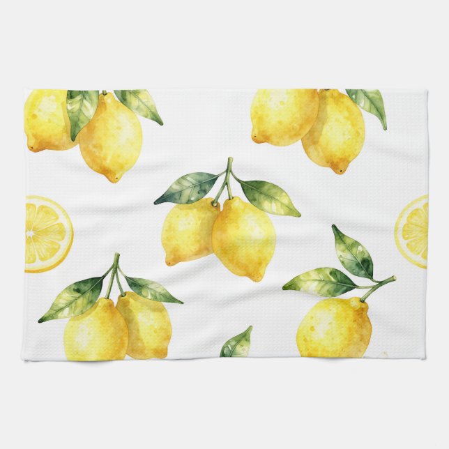 Linge De Cuisine Motif de citron à l'aquarelle (Horizontal)