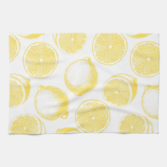 Linge De Cuisine Motif de citron à main (Horizontal)
