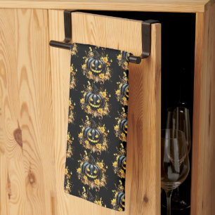 Linge De Cuisine Motif de citrouille d'Halloween créatif et noir