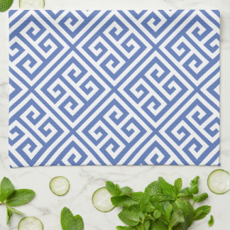 Linge De Cuisine Motif de clé grecque bleue