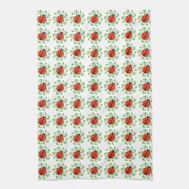 Linge De Cuisine Motif de coccinelle rouge (Vertical)