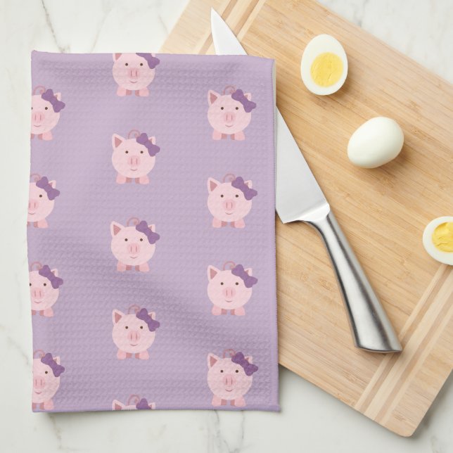 Linge De Cuisine Motif de cochon fille mignonne (Quart Plié)