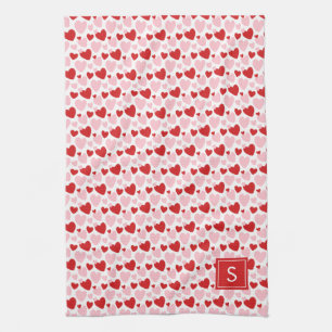 Linge De Cuisine Motif de coeur à coeur rouge rose pâle personnal