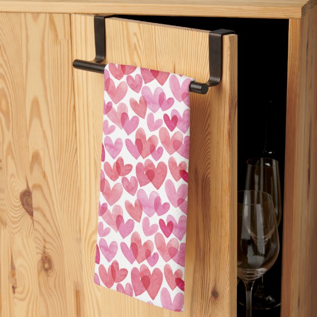 Linge De Cuisine Motif de coeur aquarelle (Pliage en tiers)