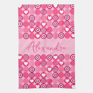 Linge De Cuisine Motif de cœur et de fleur rose mignon de la Saint-