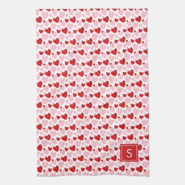 Linge De Cuisine Motif de coeur mignon rose rouge tacheté Personnal (Vertical)