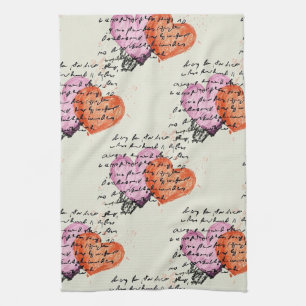 Linge De Cuisine Motif de cœur moderne avec fond de script (12)