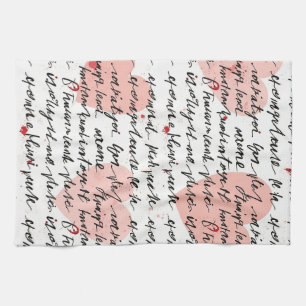 Linge De Cuisine Motif de cœur moderne avec fond de script (19)