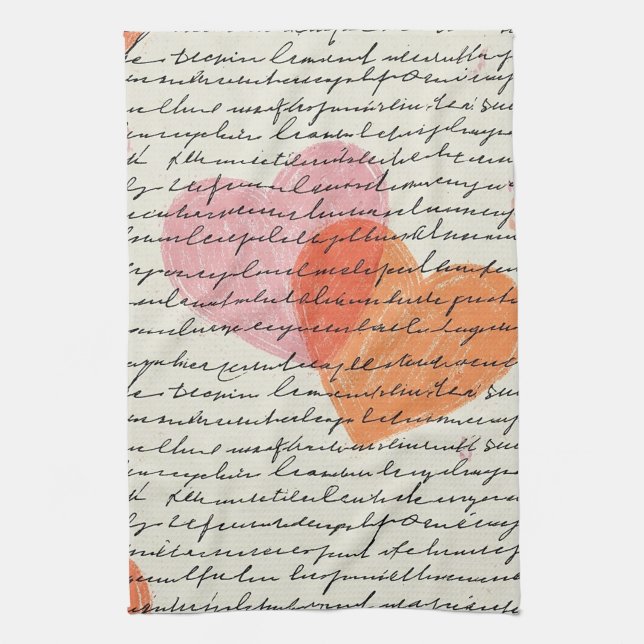 Linge De Cuisine Motif de cœur moderne avec fond de script (8) (Vertical)