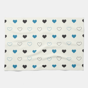 Linge De Cuisine Motif de cœur simple mignon bleu noir crème