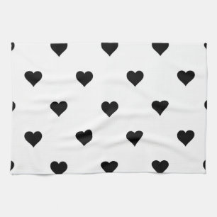 Linge De Cuisine Motif de cœur simple mignon noir et blanc
