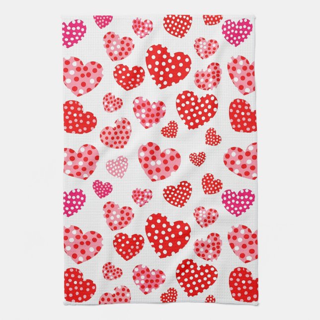 Linge De Cuisine Motif de cœurs de la Saint-Valentin dessinés à la  (Vertical)