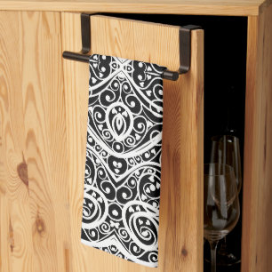 Linge De Cuisine Motif de cœurs noirs et blancs mignons
