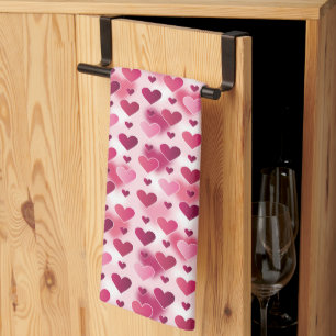 Linge De Cuisine Motif de cœurs roses