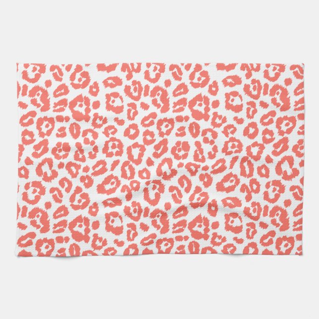 Linge De Cuisine Motif de Coral Leopard (Horizontal)