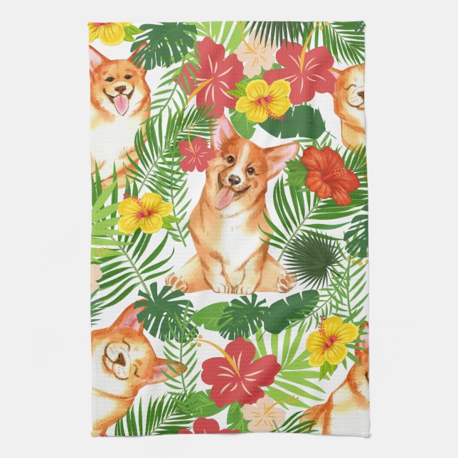 Linge De Cuisine Motif de Corgi mignon souriant (Vertical)