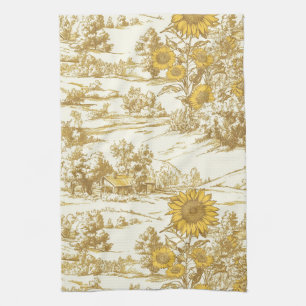Linge De Cuisine Motif de cottage d'été au tournesol doré
