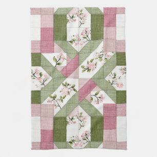Linge De Cuisine Motif de courtepointure géométrique floral pastel 