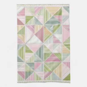 Linge De Cuisine Motif de courtepointure géométrique pastel Cottage