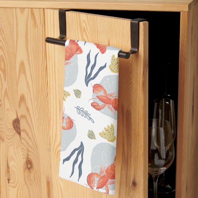 Linge De Cuisine Motif de crustacés langouste sous l'eau (Pliage en tiers)