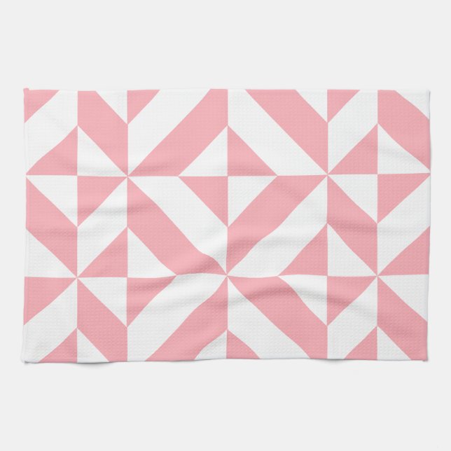 Linge De Cuisine Motif de cube géométrique Melon rose (Horizontal)