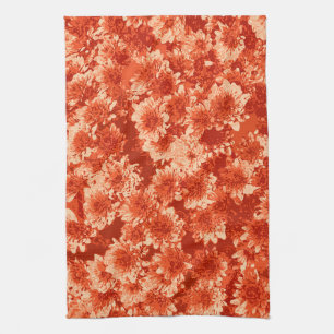 Linge De Cuisine Motif de Dahlia Graphique Moderne, Orange Mandarin