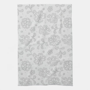 Linge De Cuisine Motif de dentelle, cru 1 de fleur