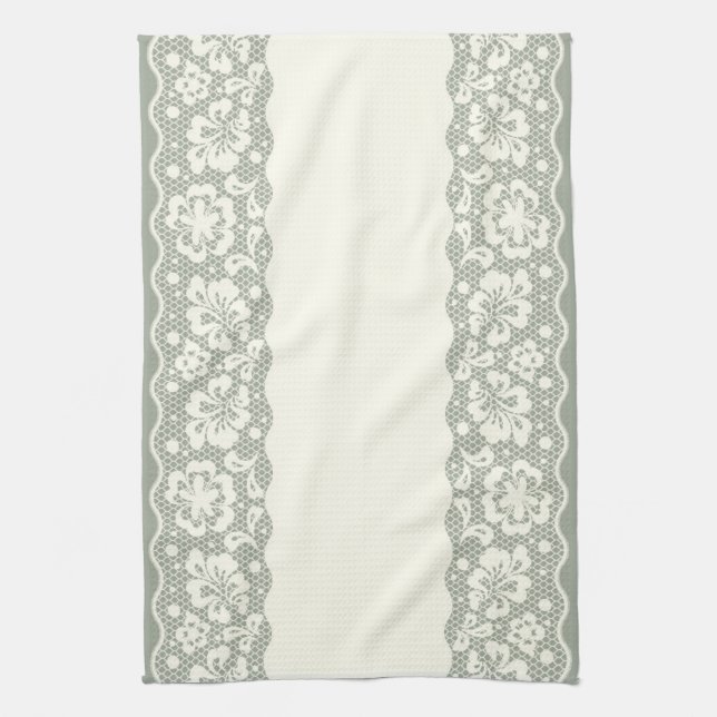 Linge De Cuisine Motif de dentelle, cru 5 de fleur (Vertical)
