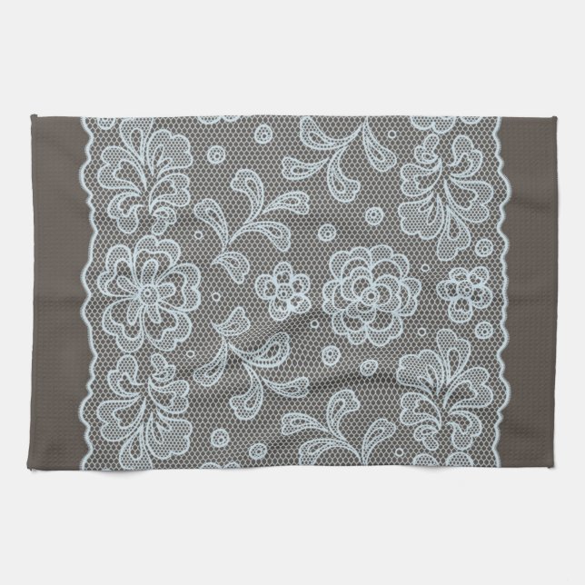 Linge De Cuisine Motif de dentelle, cru 6 de fleur (Horizontal)