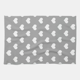 Linge De Cuisine Motif de design avec cœur d'amour gris cendre