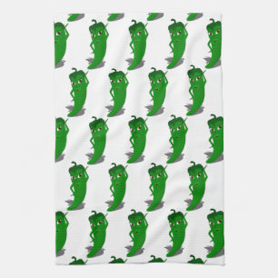 Linge De Cuisine Motif de dessin animé Green Pepper Diva