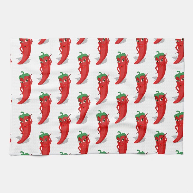 Linge De Cuisine Motif de dessin animé Red Pepper Diva (Horizontal)