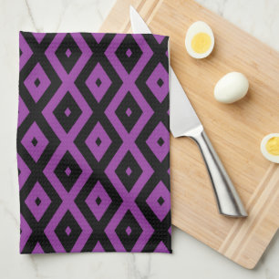 Linge De Cuisine Motif de diamants violet et noir