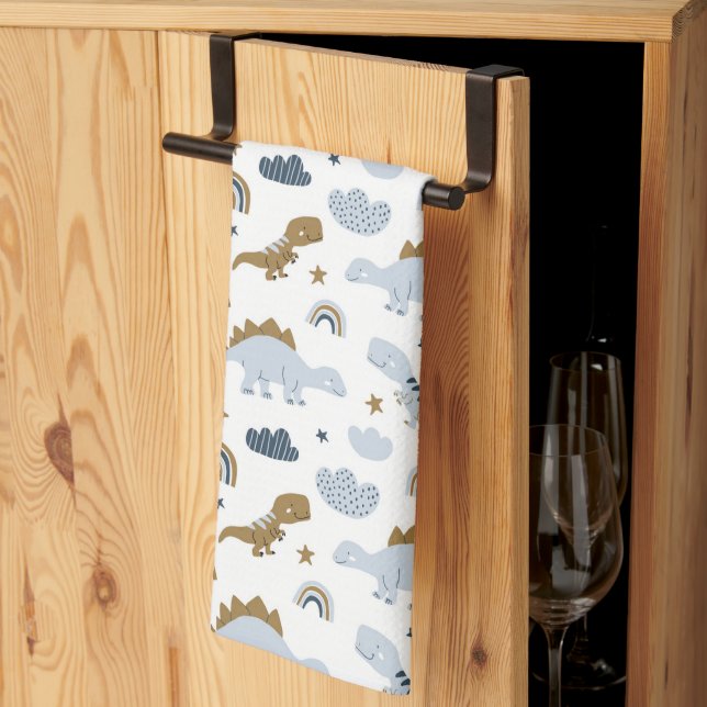 Linge De Cuisine Motif de dinosaure arc-en-ciel mignon (Pliage en tiers)
