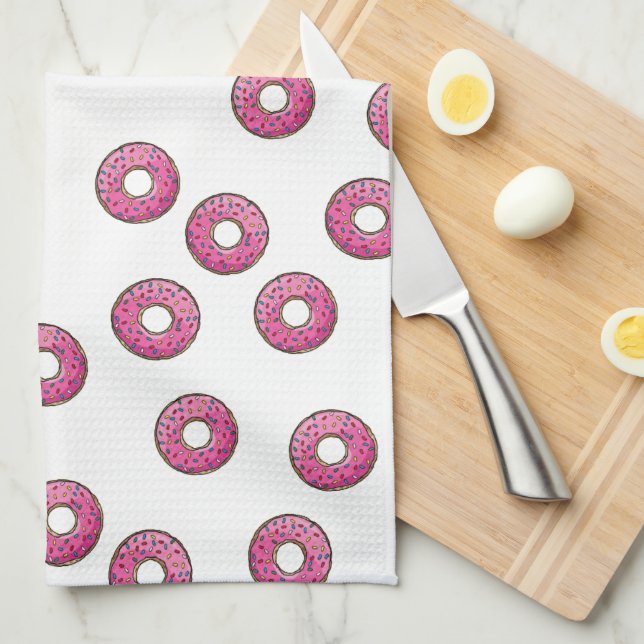 Linge De Cuisine Motif de Donut rose (Quart Plié)