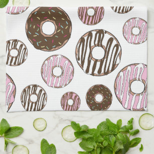 Linge De Cuisine Motif De Donuts, Donuts Roses, Donuts Brown