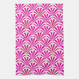 Linge De Cuisine Motif de fan d'art déco - rose de fuchsia