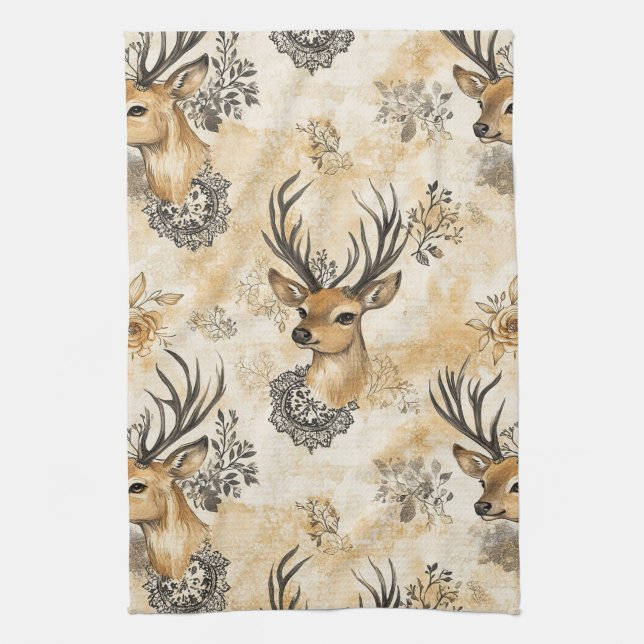 Linge De Cuisine Motif de Faon de la Forêt Rustique (Vertical)