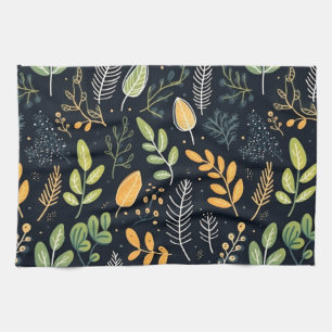 Linge De Cuisine Motif de feuillage vert et jaune élégant