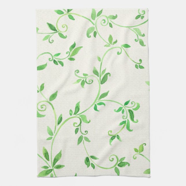 Linge De Cuisine Motif de feuille d'aquarelle (Vertical)