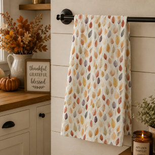Linge De Cuisine Motif de feuille d'automne à l'aquarelle Brun roui