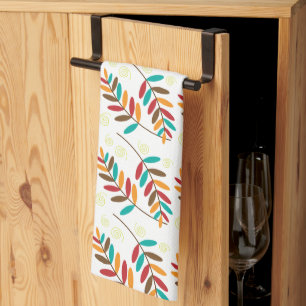 Linge De Cuisine Motif de feuille d'automne sarcelle, orange, rouge
