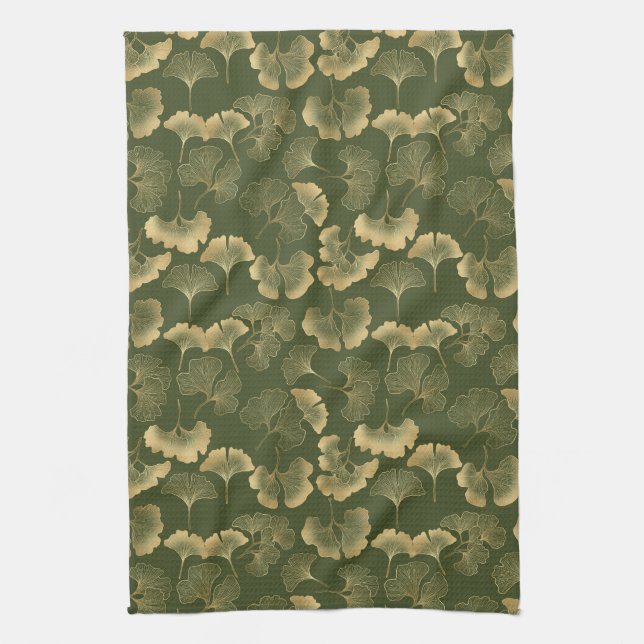 Linge De Cuisine Motif de feuille de Ginkgo Zen (Vertical)