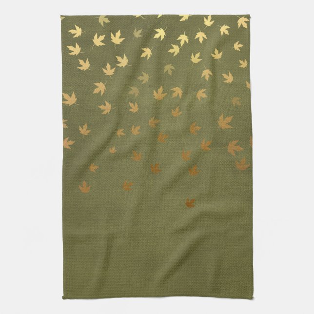 Linge De Cuisine Motif de feuille d'or d'automne (Vertical)