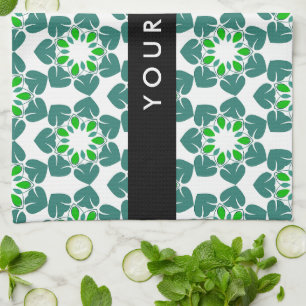 Linge De Cuisine Motif de feuille, feuilles vertes, votre nom