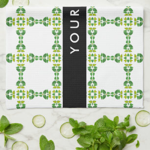 Linge De Cuisine Motif de feuille, feuilles vertes, votre nom