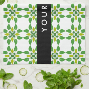 Linge De Cuisine Motif de feuille, feuilles vertes, votre nom