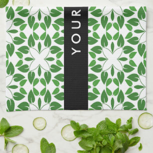 Linge De Cuisine Motif de feuille, feuilles vertes, votre nom
