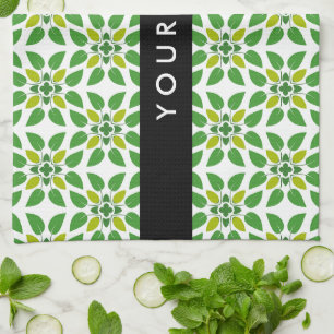 Linge De Cuisine Motif de feuille, feuilles vertes, votre nom